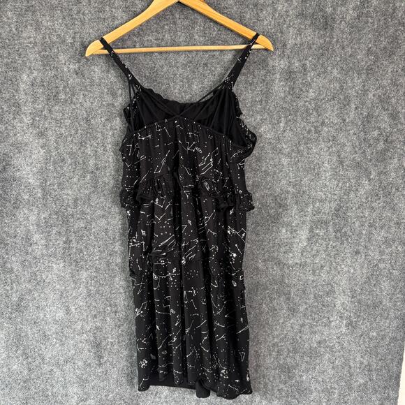 Desigual Cassius Dress Womens Large Black Constellation Ruffle Sleeveless Mini - Picture 4 of 12